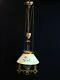 Antique Victorian Jeweled Hanging Counter Balance Oil Lamp