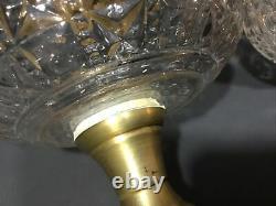 Antique Victorian Kerosene Glass Pair Of Oil LampsHand PaintedBrass