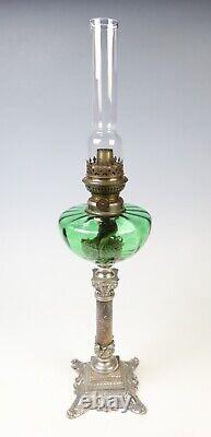 Antique Victorian Kosmos Brenner Spelter and Stone Oil Lamp