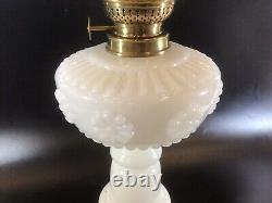 Antique Victorian Kosmos Oil Lamp Moulded Milk Glass Oil Lamp