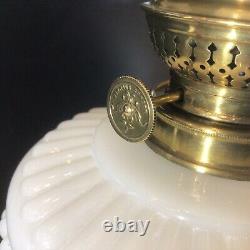Antique Victorian Kosmos Oil Lamp Moulded Milk Glass Oil Lamp