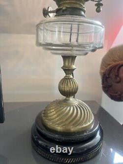 Antique Victorian Maple Hunks Patent Oil Lamp Converted To Electric