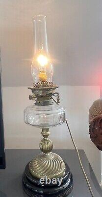 Antique Victorian Maple Hunks Patent Oil Lamp Converted To Electric