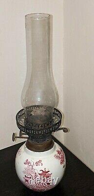 Antique Victorian Mason's Ironstone Oil Lamp with Duplex Burner England Rare (C)