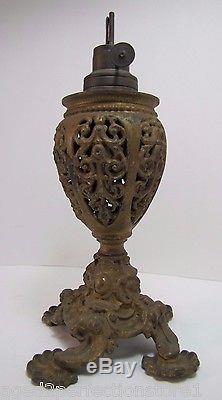 Antique Victorian Miller Oil Lamp scary faces on base wonderful small unique