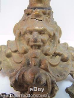 Antique Victorian Miller Oil Lamp scary faces on base wonderful small unique
