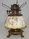 Antique Victorian Mt Washington Glass Melon Ribbed Crown Milano Parlor Oil Lamp