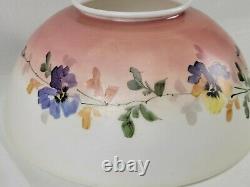 Antique Victorian Nouveau Painted Floral Glass Shade Hanging Oil Lamp Large 14