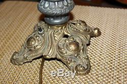Antique Victorian Oil Lamp Converted Electric Angels Cherubs Gilded Gold Metal