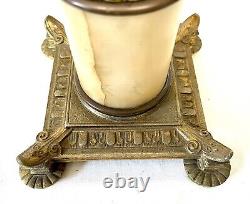 Antique Victorian Oil Lamp Gilt & Marble Column Base HINKS No. 2 DUPLEX Burner