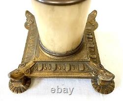 Antique Victorian Oil Lamp Gilt & Marble Column Base HINKS No. 2 DUPLEX Burner