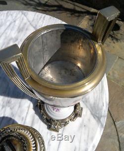 Antique Victorian Oil Lamp Greek Revival Handpainted Porcelain Etched Shade