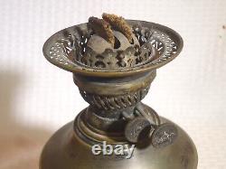 Antique Victorian Oil Lamp R. E. & S. Evered & CO. England Cranberry Etched Shade