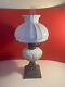 Antique Victorian Oil Lamp with Milk Glass shade, Glass tank and Glass Chimney