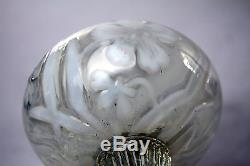 Antique Victorian Opalescent Oil Lamp with white floral decoration