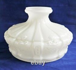 Antique Victorian Opaline Milk Glass Oil lamp Shade 9 3/4 Diameter Base