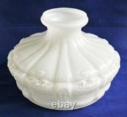 Antique Victorian Opaline Milk Glass Oil lamp Shade 9 3/4 Diameter Base