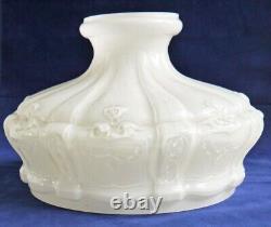 Antique Victorian Opaline Milk Glass Oil lamp Shade 9 3/4 Diameter Base