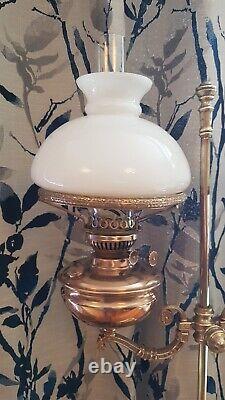 Antique Victorian Ornate Brass Double Oil Lamp