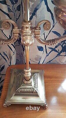 Antique Victorian Ornate Brass Double Oil Lamp