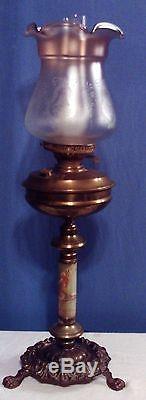 Antique Victorian Ornate GWTW Banquet Pillar Parlor Oil Lamp Light Electric