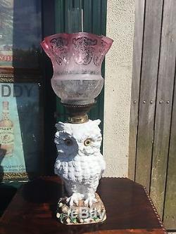 Antique Victorian Owl Oil Lamp