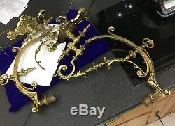 Antique Victorian Pair Ornate Brass Gas Wall Light Sconces For Restoration