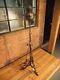 Antique Victorian Piano Oil Lamp On Wrought Iron And Copper Stand or Altar Light