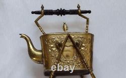 Antique Victorian Quality Brass Kettle with Stand & Oil Burner B marked Rare