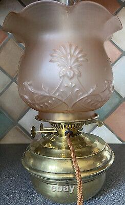 Antique Victorian Restored Wrought Iron Standard Floor Oil Lamp Brass Electric #