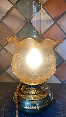 Antique Victorian Restored Wrought Iron Standard Floor Oil Lamp Brass Electric #