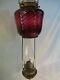 Antique Victorian Ruby Swirl Pull Down Oil Lamp C1890