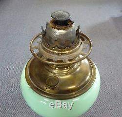 Antique Victorian SPRING GREEN BANQUET OIL LAMP. P. L. B. & G. Co. /SUCCESS. 1903