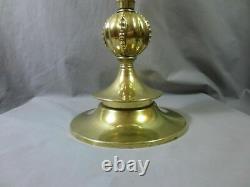 Antique Victorian Superb Brass & Heavy Cut Glass Oil Lamp With Chimney