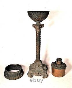 Antique Victorian Tall Banquet Oil Kerosene Lamp-cherubs-corinthian Column