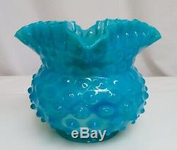 Antique Victorian Turquoise Blue Hobnail Glass Kerosene Oil Lamp Shade 80688