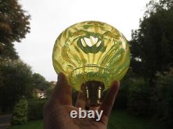 Antique Victorian Vaseline Glass Duplex Oil Lamp Fount Font