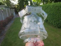 Antique Victorian Veritas Acid Etched Duplex Tulip Oil Lamp Shade