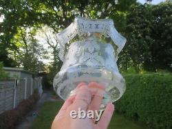 Antique Victorian Veritas Acid Etched Duplex Tulip Oil Lamp Shade