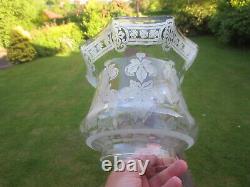 Antique Victorian Veritas Acid Etched Duplex Tulip Oil Lamp Shade