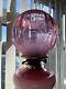 Antique Victorian Veritas Cranberry Acid Etched Duplex Oil Lamp Shade