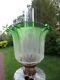 Antique Victorian Veritas Green Acid Etched Parafin Kerosene Oil Lamp Shade