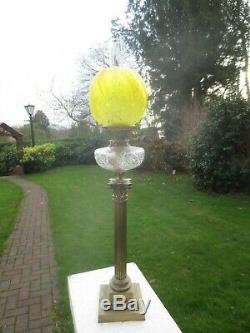 Antique Victorian Veritas Yellow Acid Etched Paraffin Kerosene Oil Lamp Shade