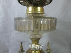 Antique Victorian Wright & Butler Brass And Glass Oil Lamp