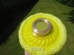 Antique Victorian Yellow Glass Duplex Oil Lamp Fount Font