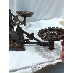 Antique Victorian cast iron oil lamp holder with swivel swing arms, 4 lamp arms