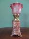 Antique Victorian (circa1880) Copper Oil Lamp-fine Etched Cranberry Glass Shade