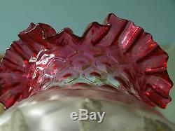 Antique Victorian cranberry oil lamp shade acid toned gilded stunning beautyful