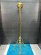 Antique Victorian floor standing brass oil lamp Converted to electricity. 146cm