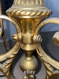 Antique Victorian floor standing brass oil lamp Converted to electricity. 146cm
